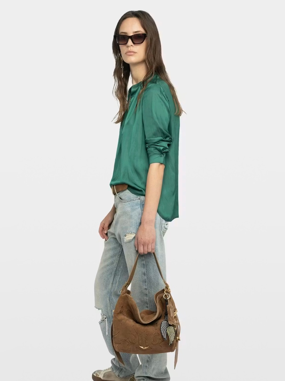 Zadig & Voltaire Tink Satin Blouse Emeraude | Size XS - Picture 11 of 12